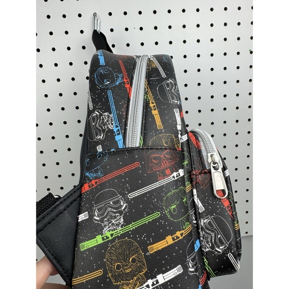 Funko Star Wars Mini‎ Backpack Neon Lightsaber Character Print Faux Leather Bag - Picture 4 of 13